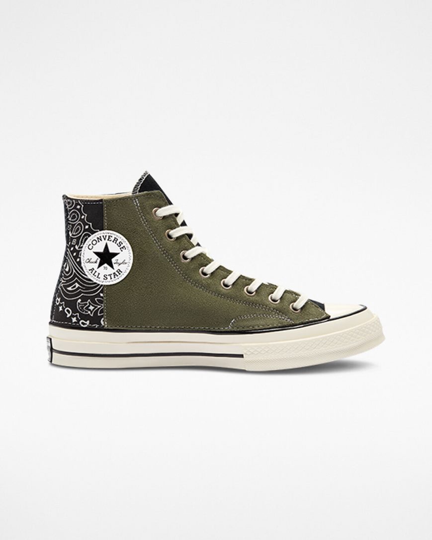 Dámské Boty Vysoké Converse Chuck 70 LTD Paisley Semišové Černé Zelene | CZ MPED29